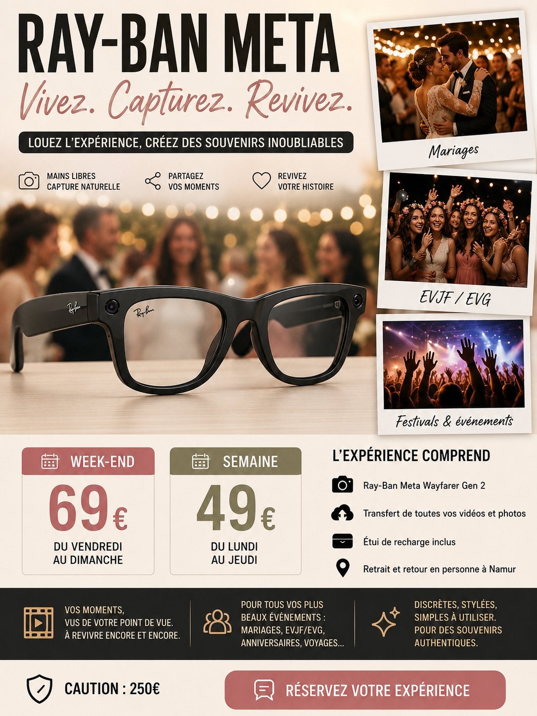 Location Ray-Ban Meta – Vivez votre événement en POV, Ophalen, Zo goed als nieuw