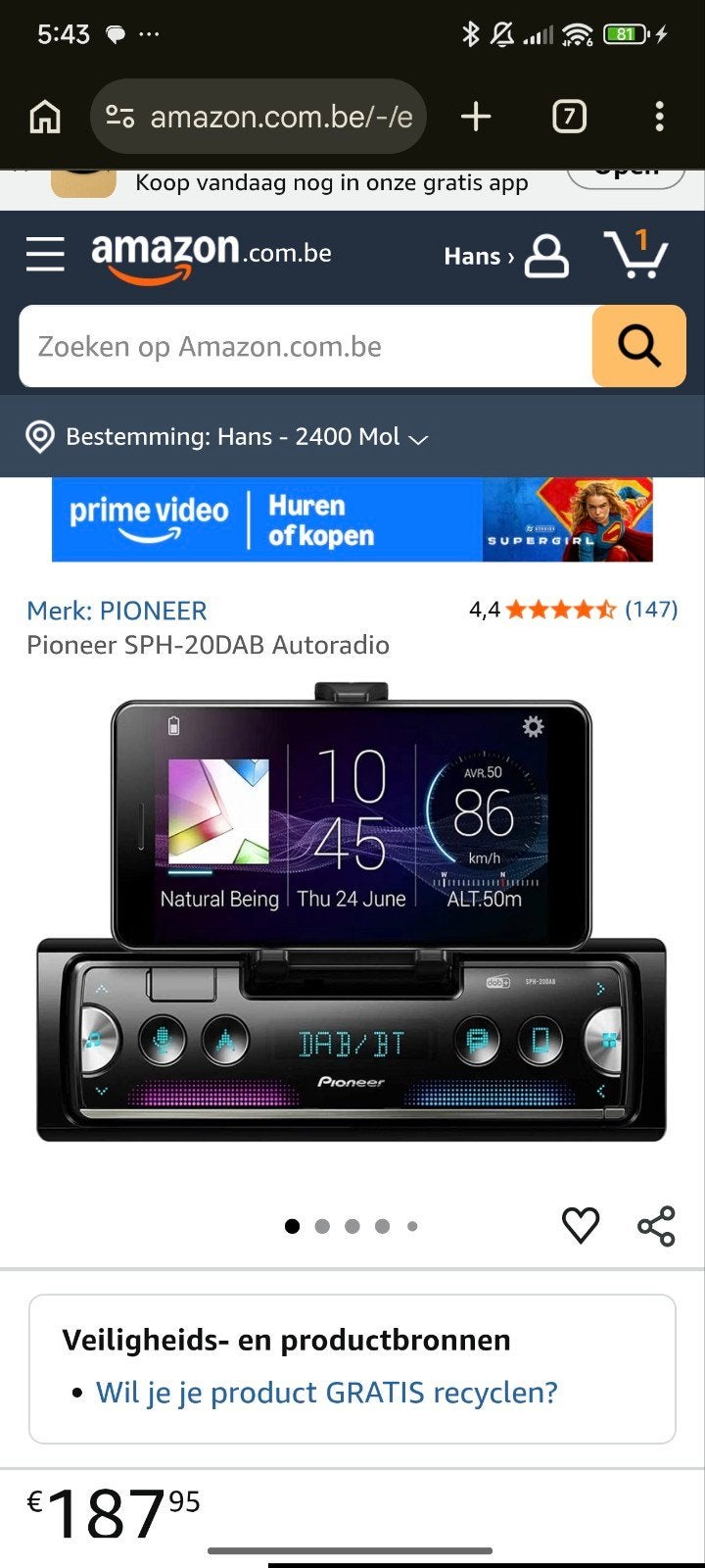 pioneer compatible met smartphone, Ophalen of Verzenden