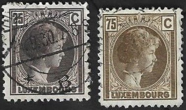 2 Postzegels Luxemburg 1927 Groothertogin Charlotte, Timbres & Monnaies, Enlèvement ou Envoi, Luxembourg, Affranchi