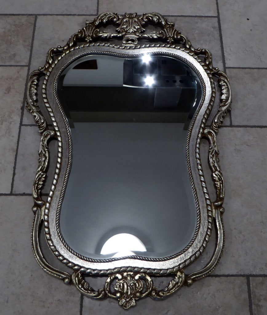 Beau miroir ancien avec verre taillé, Enlèvement