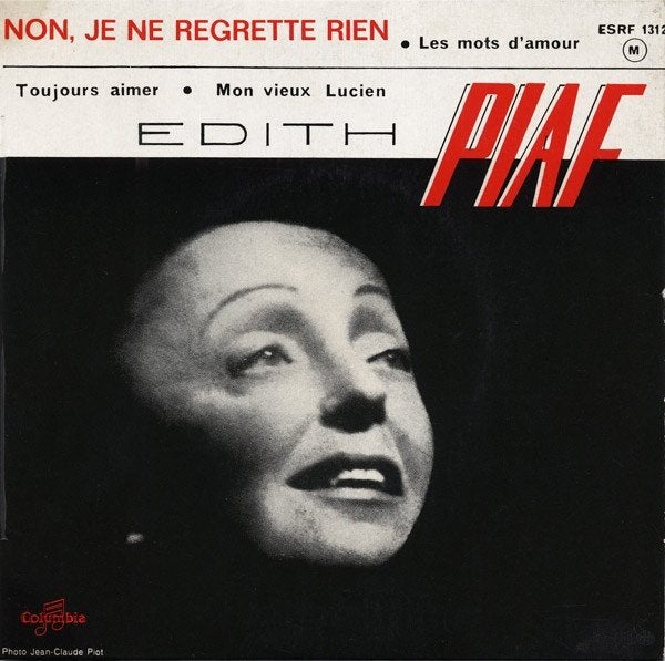 7" EP - Edith Piaf – Non, Je Ne Regrette Rien, Enlèvement ou Envoi, 7 inch, Utilisé, EP