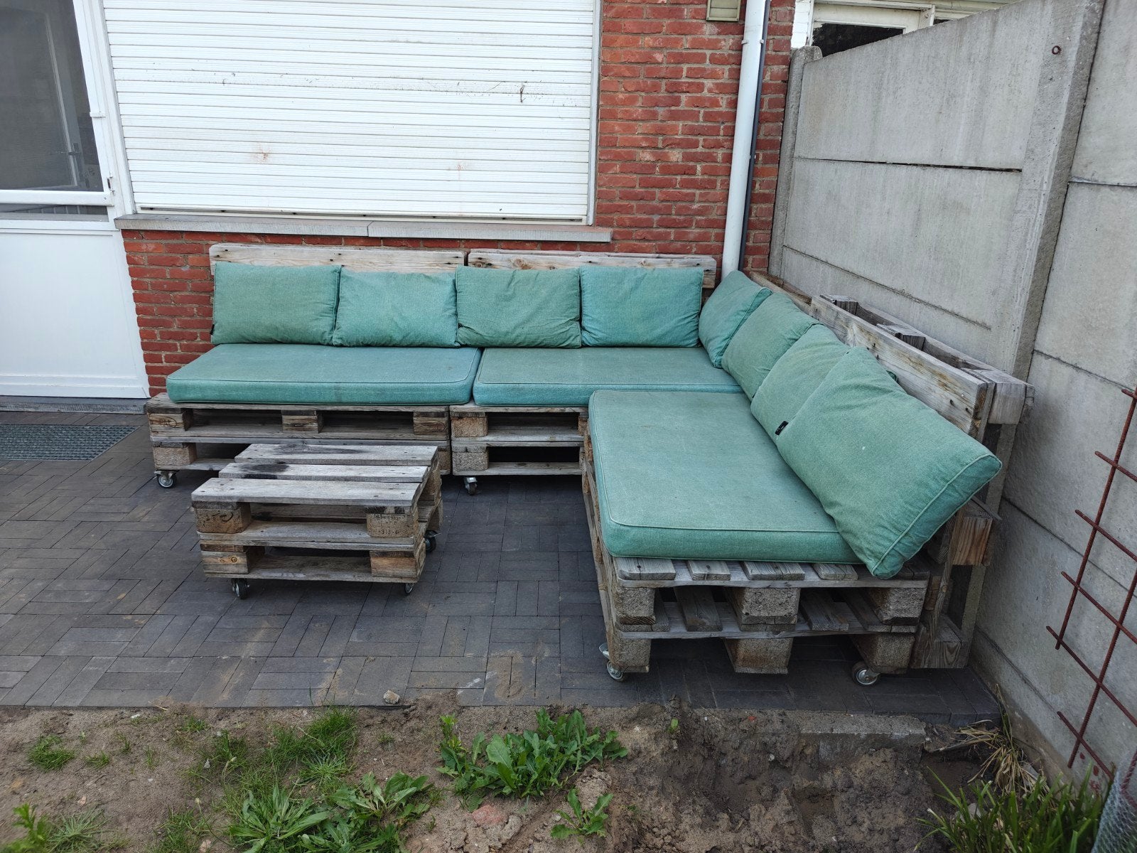 Palletten loungeset inclusief kussens te koop!, Ophalen