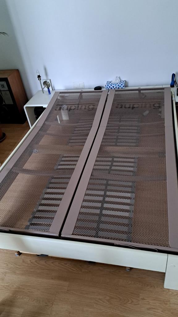 Boxspring van Auping, Huis en Inrichting, Slaapkamer | Bedden, Ophalen, Bruin, Metaal, Overige maten