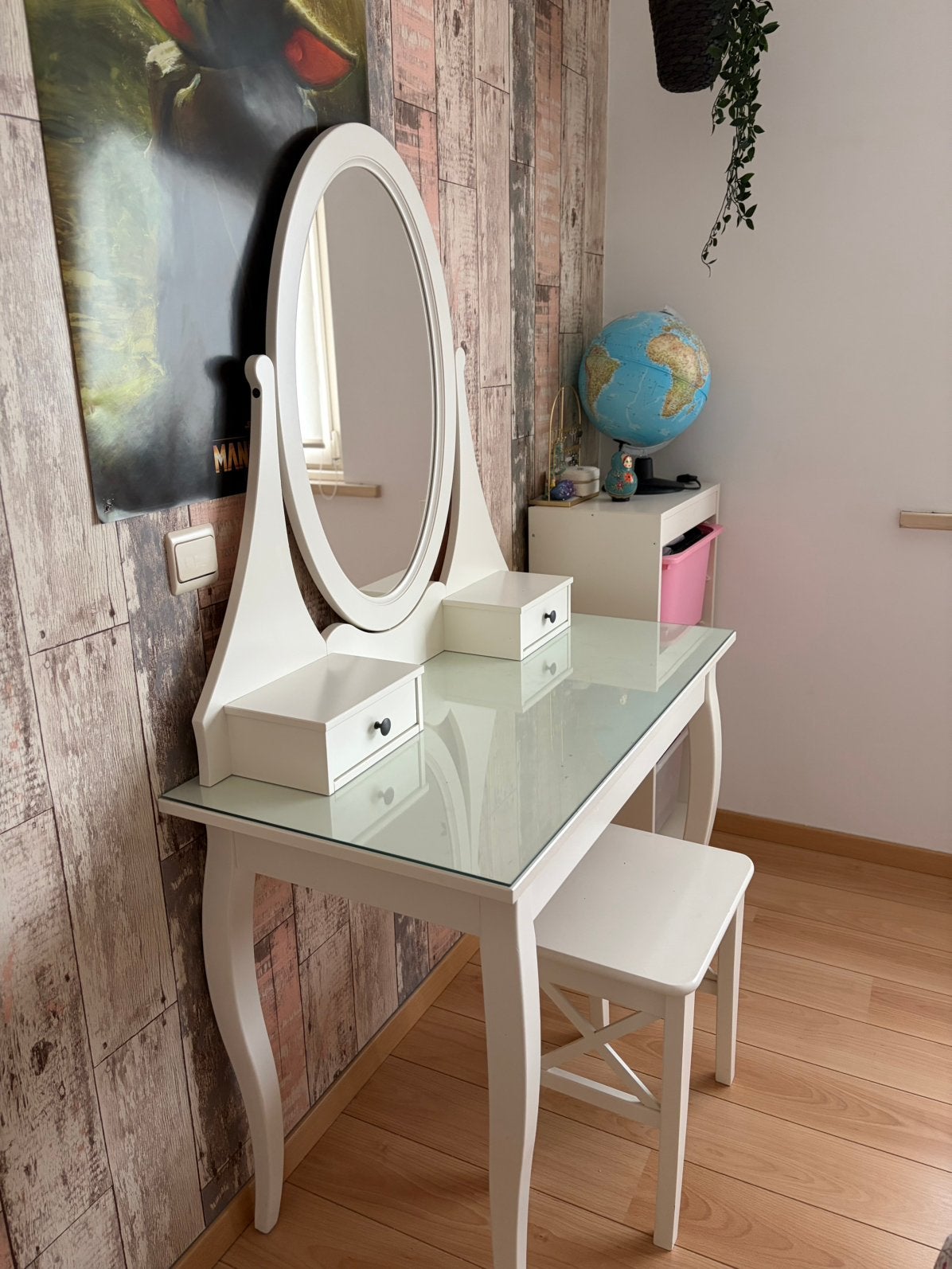 Toilettafel + kruk, Huis en Inrichting, Ophalen, Gebruikt, Hout