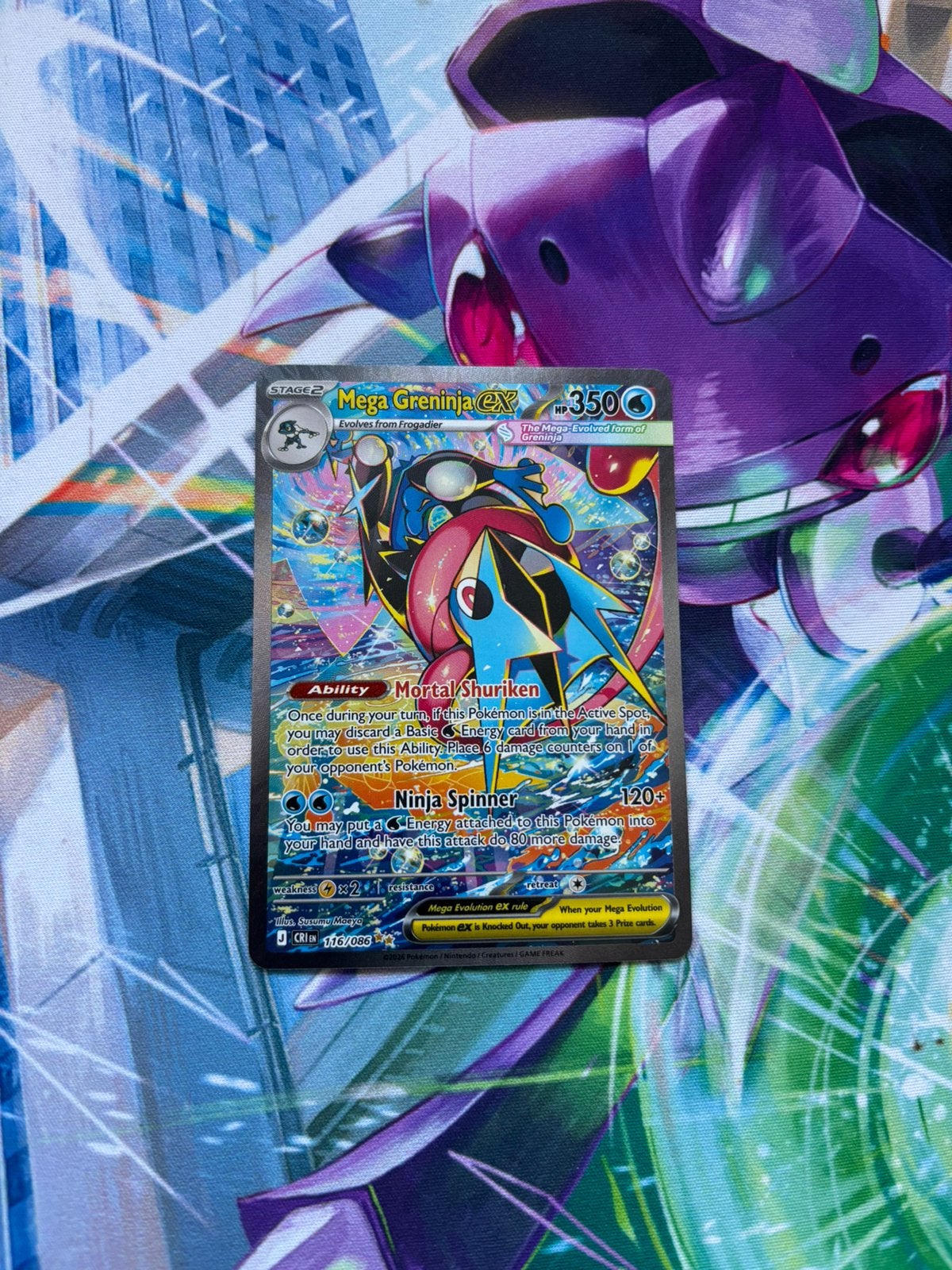 Mega Greninja ex Special Illustration 116/086 Chaos Rising, Ophalen of Verzenden, Zo goed als nieuw
