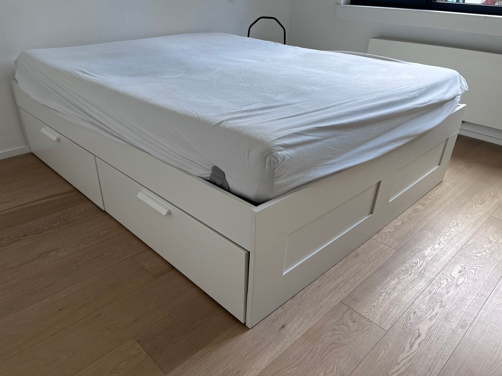 Cadre de lit IKEA blanc avec 4 grands tiroirs, Enlèvement, Utilisé, 200 cm, Blanc
