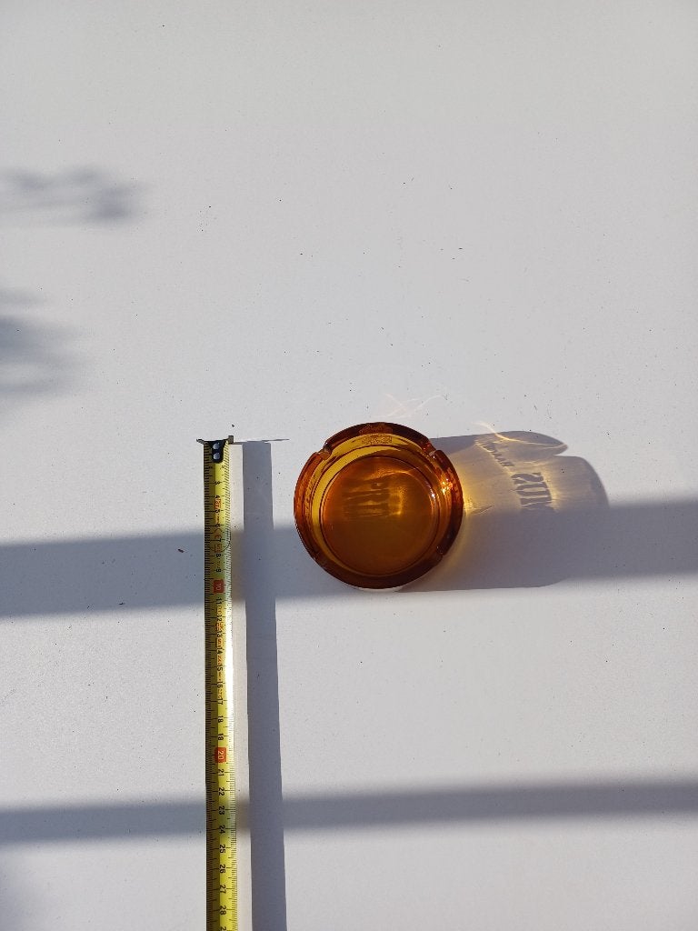 Vintage amberkleurige glazen asbak, Verzamelen, Ophalen, Zo goed als nieuw, Asbak