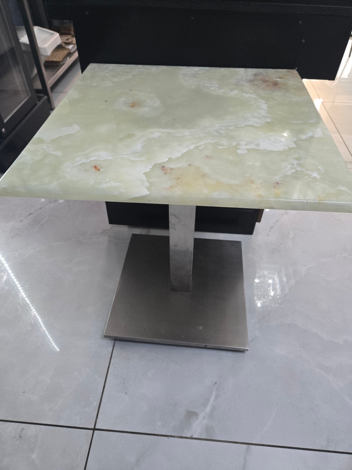 5 tables en vrai marbre 65x65 cm – pied inox – Horeca, Enlèvement, Neuf, sans emballage, Décoration de table