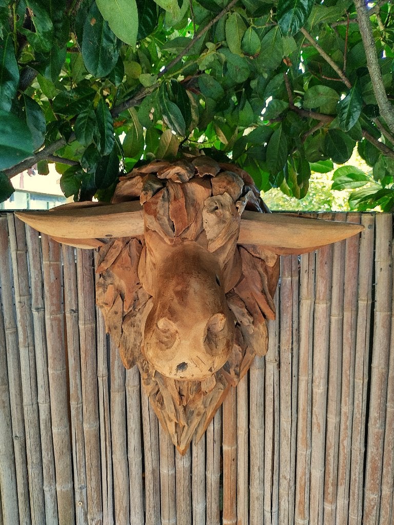 Sculpture en bois de teck bison, Enlèvement