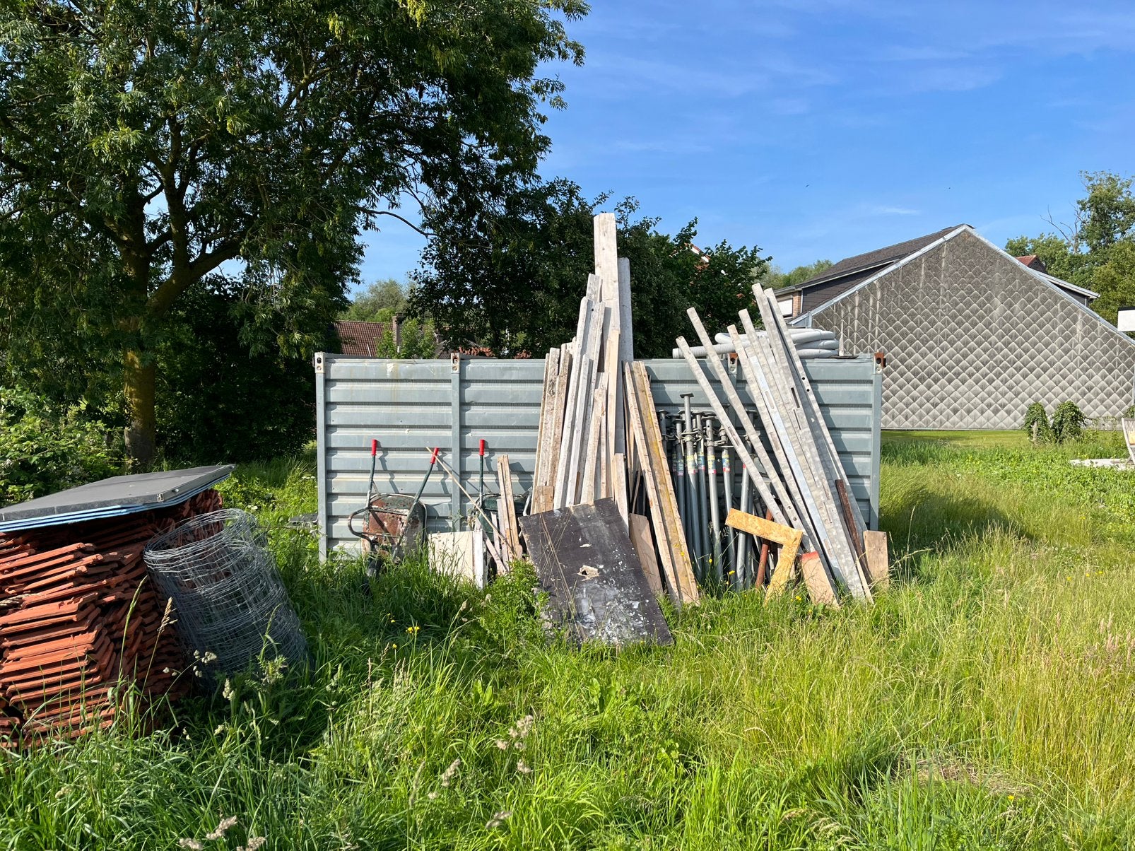 conteneur de construction complet, y compris les matériaux, Enlèvement, Utilisé