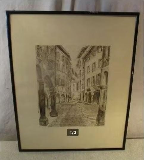 Joli dessin ancien « Ruelle à Anvers » - Delbaere, Antiquités & Art, Enlèvement ou Envoi, Dessin, Fait main