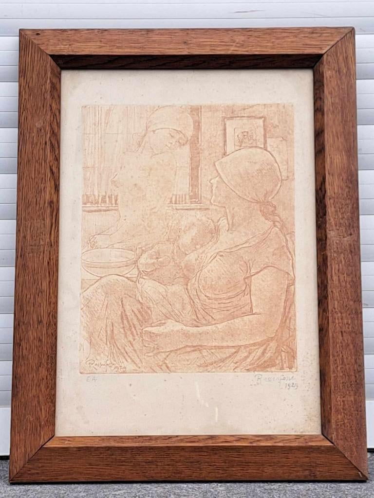 eau forte epreuve d artiste signe Armand rassenfosse, Antiek en Kunst, Ophalen of Verzenden