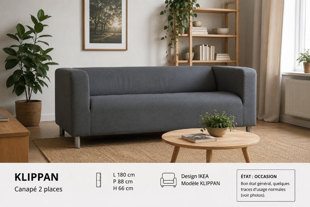 Canapé textile occasion ikea klippan à vendre, Enlèvement, Utilisé