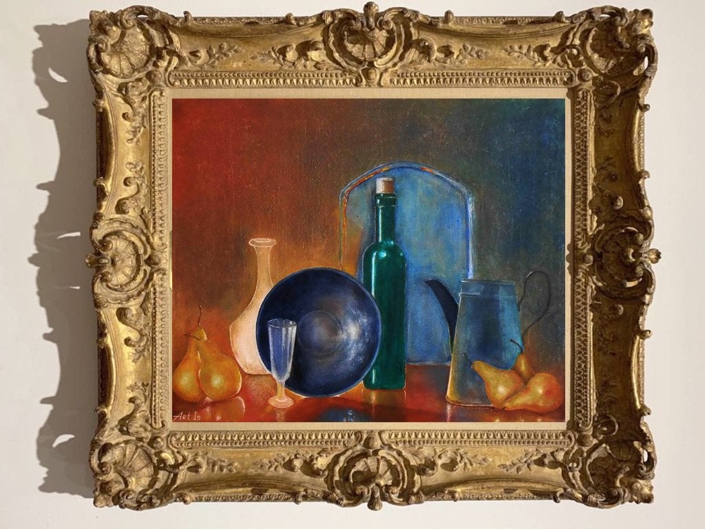 Je vis toujours avec des brûlures, Antiquités & Art, Art | Peinture | Classique, Daté, Peinture à l'huile, Nature morte, Envoi