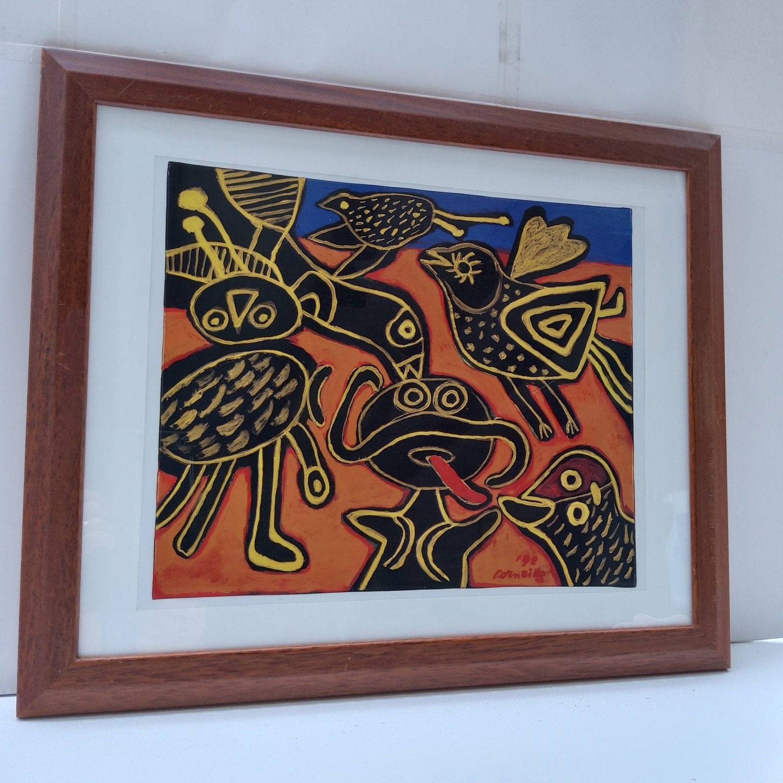 Ingelijste print: schilderij van Corneille. 57x 47 cm, Antiquités & Art, Art | Peinture | Moderne, Impression, Verre, Sous verre