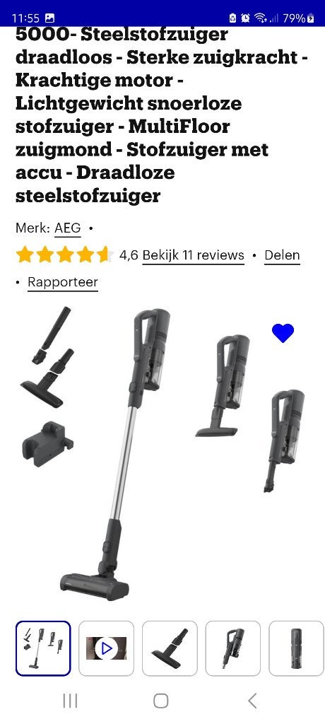 Aeg steelstofzuiger (zonder dweilfunctie), Electroménager, Aspirateurs, Station de charge, Réservoir, Aspirateur balai, Comme neuf
