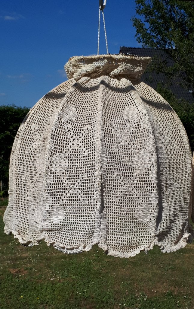 vintage lampenkap / gehaakt, Maison & Meubles, Lampes | Abat-jour, 50 cm, Beige, Textile, Rond