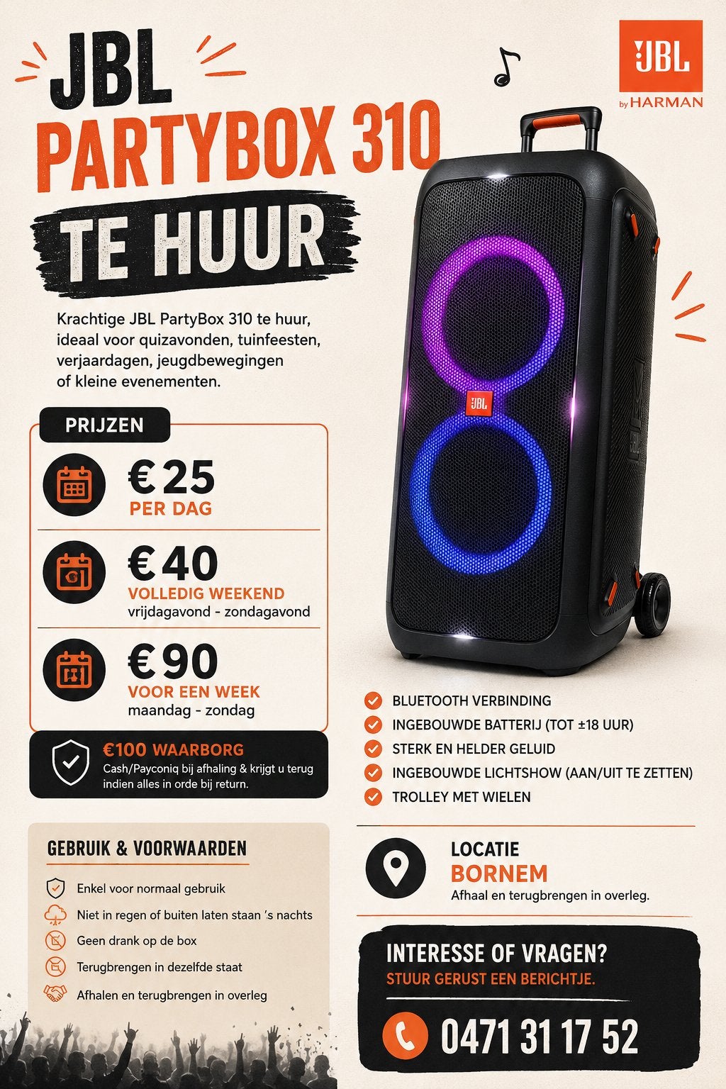 Jbl box 310 te huur, Audio, Tv en Foto, Bluetooth, Ophalen, Zo goed als nieuw, JBL