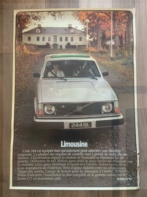 Poster Volvo 244 GL, Reproductie Origineel, B1 Formaat 70 x, Ophalen of Verzenden, Nieuw