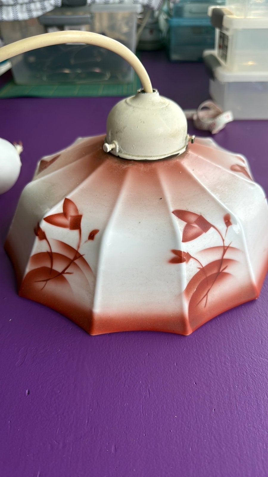 Oude lamp rond 1950, Ophalen