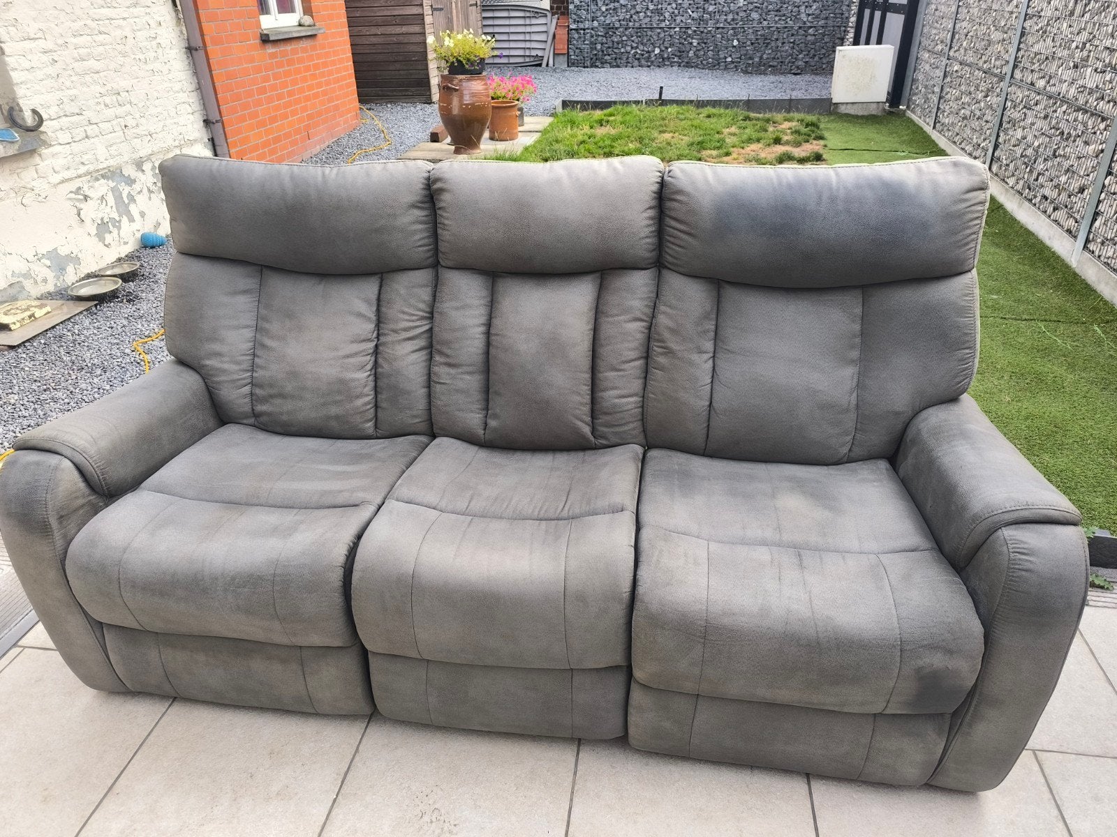 canapé 3 places  avec relax électrique, 200 à 250 cm, Banc droit, Enlèvement, Utilisé