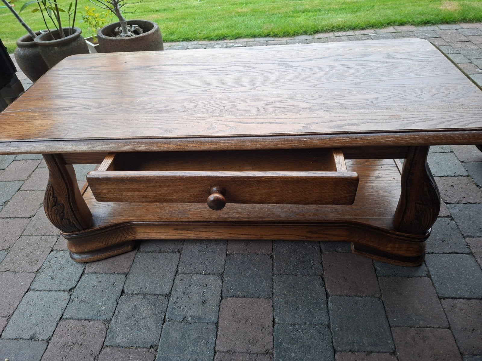 eiken massieve salontafel, Ophalen