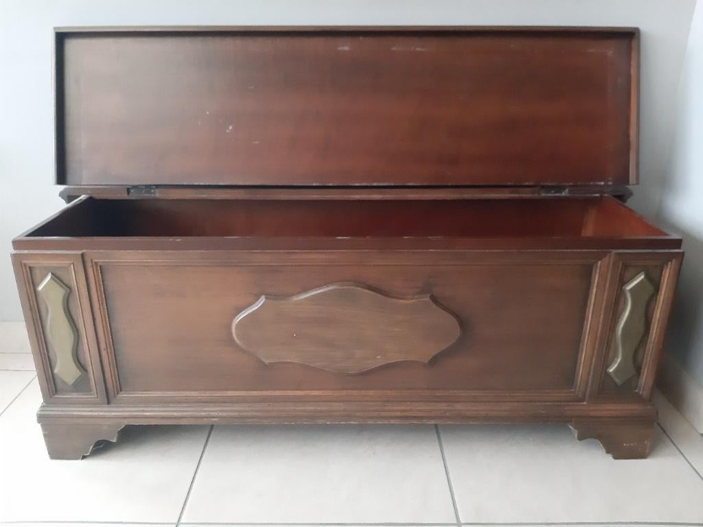 Houten opbergkoffer - zitbank, Antiek en Kunst, Ophalen