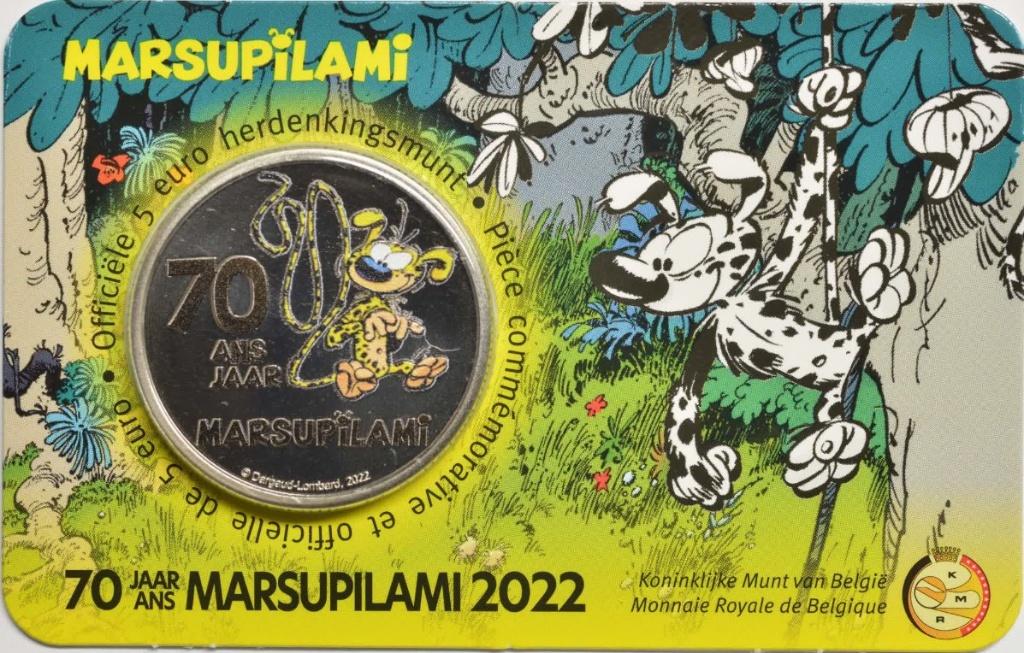 5 euros Belgique 2022 Marsupilami coloré en coincard, Enlèvement ou Envoi, Belgique, 5 euros