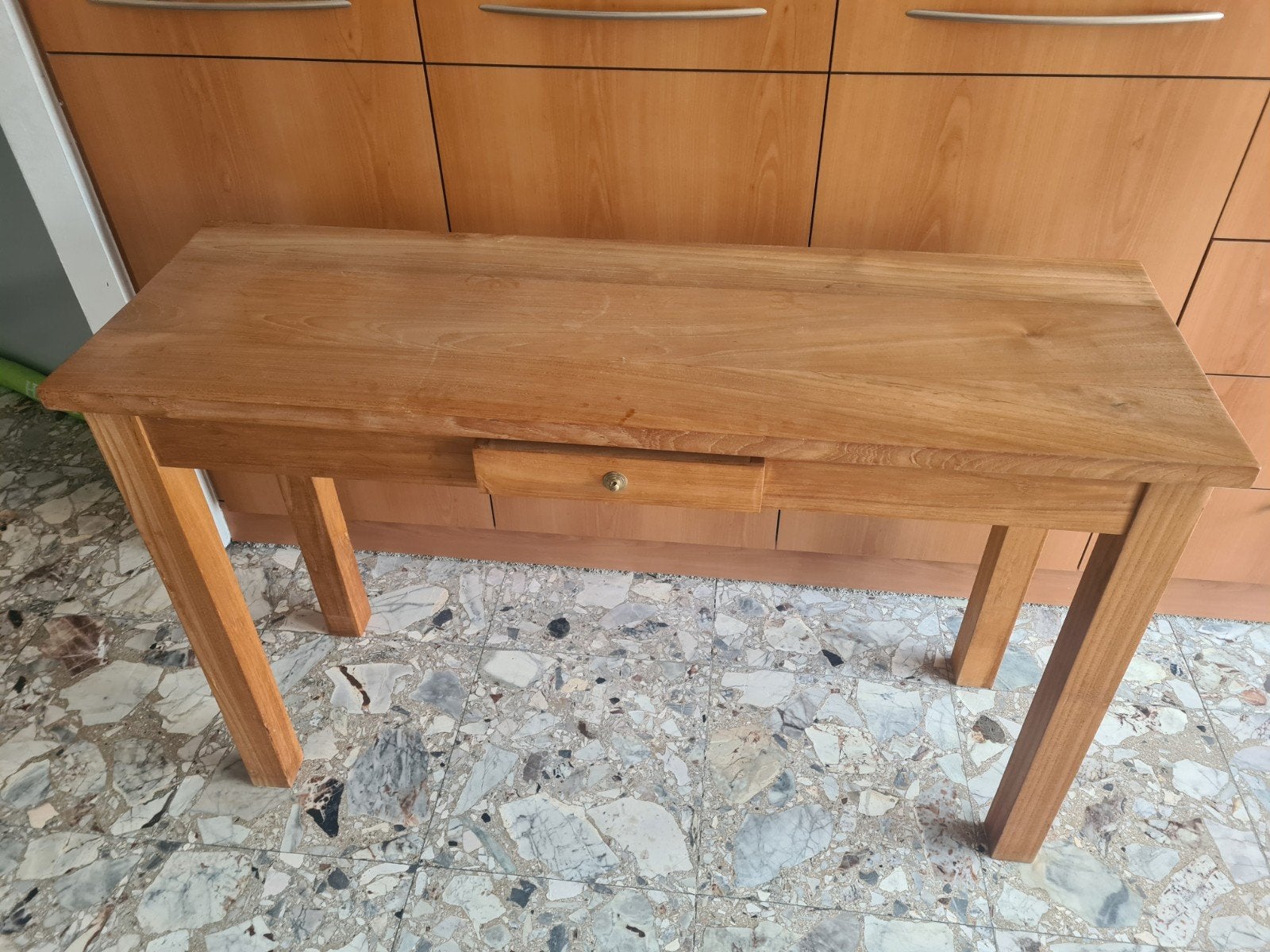 Sidetable/console teak 120/35/76 in mooie staat, Ophalen
