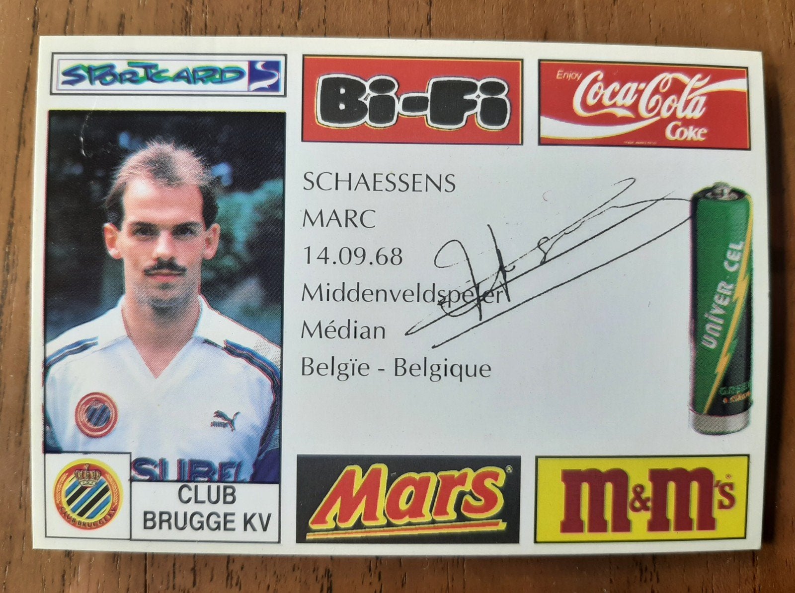Voetbalkaart Club Brugge - Schaessens Marc, Ophalen of Verzenden