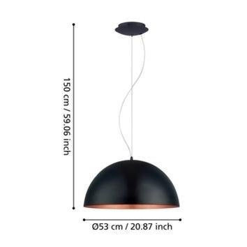 Hanglamp zwart/koper Ø53 cm, Huis en Inrichting, Lampen | Hanglampen, Gebruikt, 75 cm of meer, Metaal, Ophalen