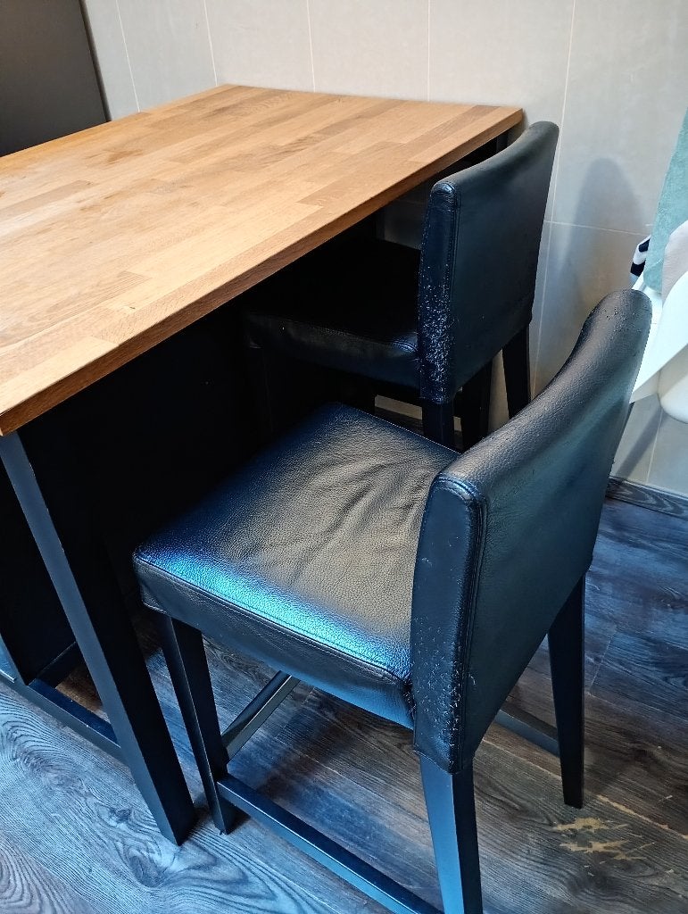 Eettafel met 2 stoelen, Ophalen, Gebruikt, 100 tot 150 cm, Tot twee personen