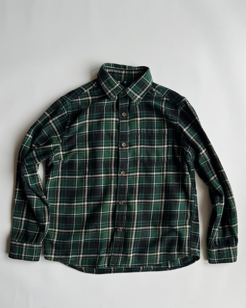 Uniqlo geruit flanellen hemd 9-10 jaar (140), Ophalen of Verzenden, Zo goed als nieuw, Jongen of Meisje, Shirt of Longsleeve
