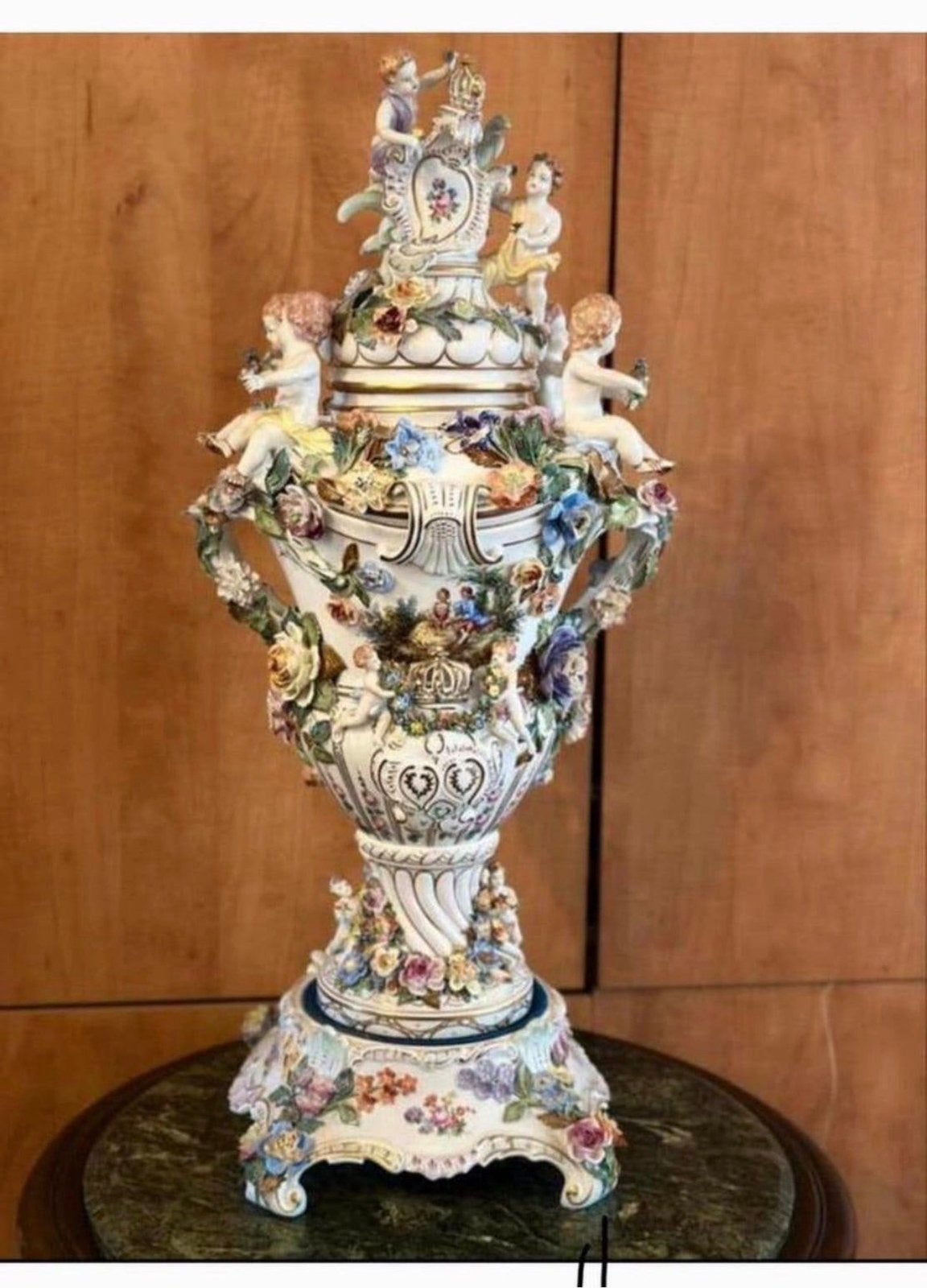 Prachtige Dresden porselein vaas 70 cm, Ophalen of Verzenden