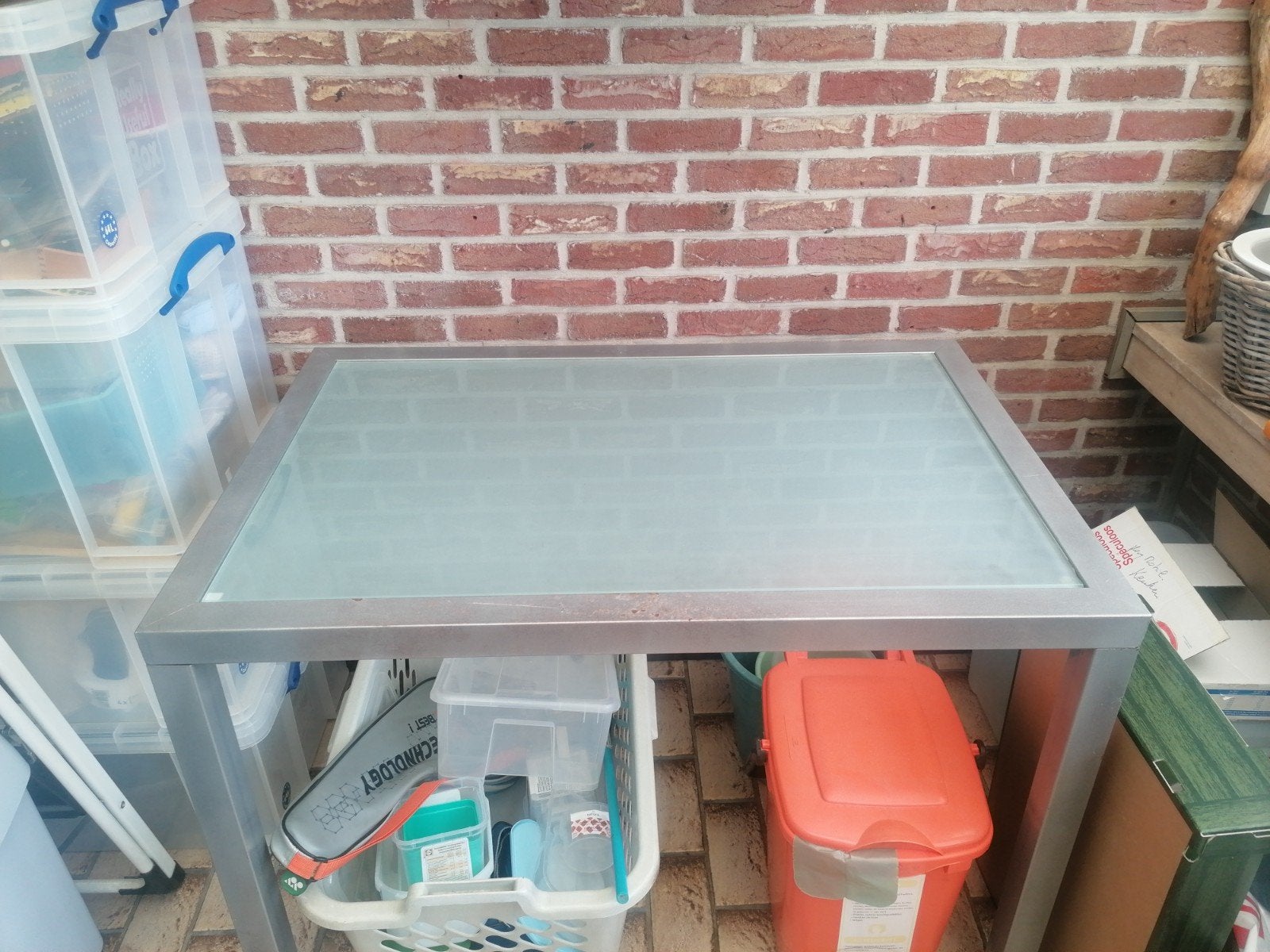 table en métal et verre, Jardin & Terrasse, Tables de jardin, Enlèvement, Métal