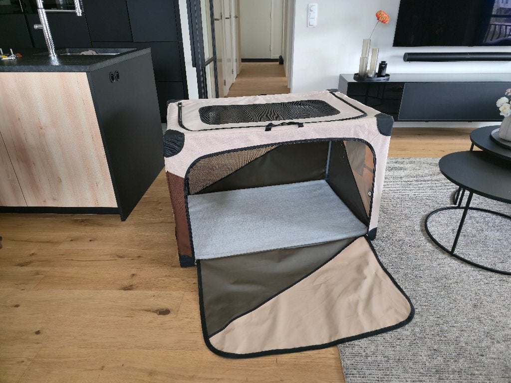 Honden reis benches XL met kussen nieuwstaat bruin/ beige, Ophalen, Zo goed als nieuw