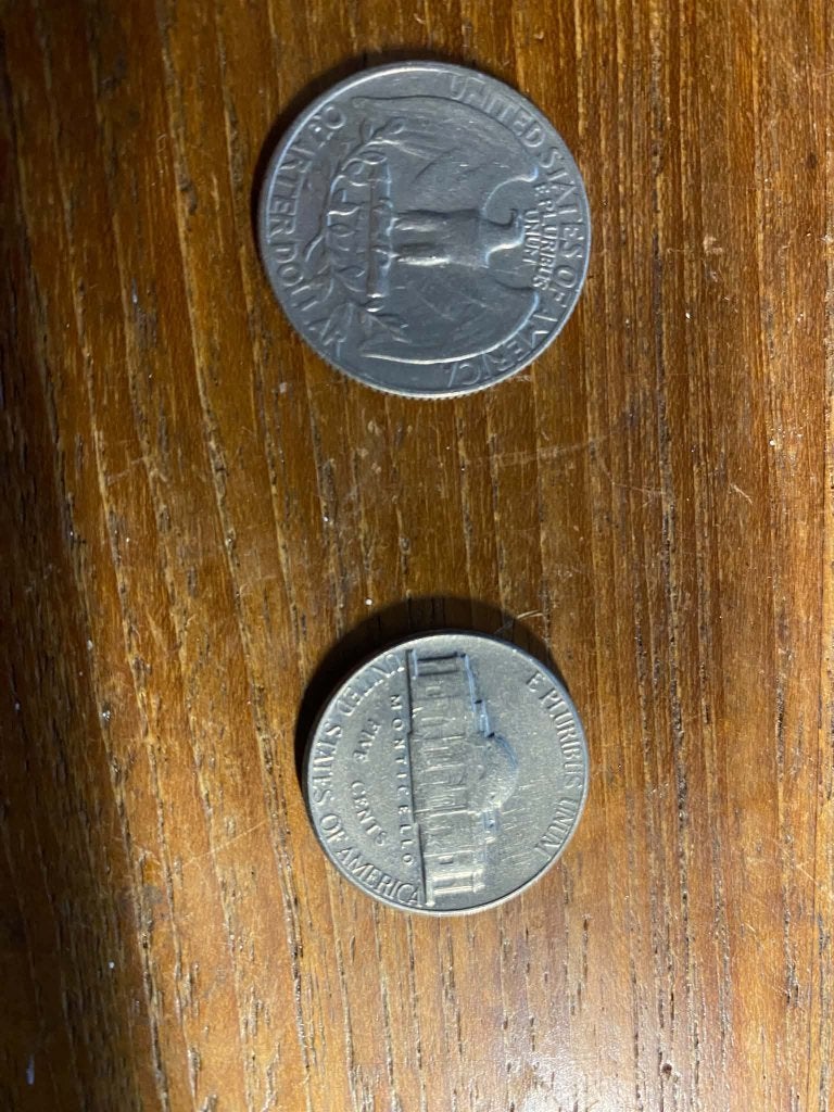 2 munten USA - 1966/1970 - kwart + 5 cent, Ophalen of Verzenden, Noord-Amerika