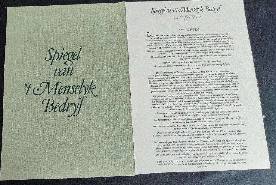 Fiches Spiegel van het Menselijk Bedrijf, Collections, Collections Autre, Enlèvement ou Envoi, Comme neuf