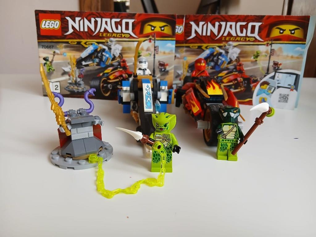 Lego Ninjago: Zwaardmotor van Kai en Sneeuwscooter van Zane, Ophalen, Lego, Zo goed als nieuw, Inclusief minifiguren