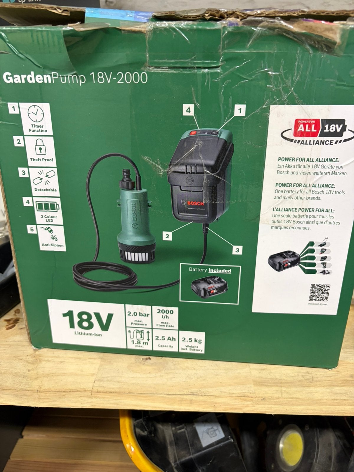 Vend pompe à eau sur batterie bosch, Jardin & Terrasse, Pompes à eau, Enlèvement, Neuf, Batterie, Pompe d'arrosage