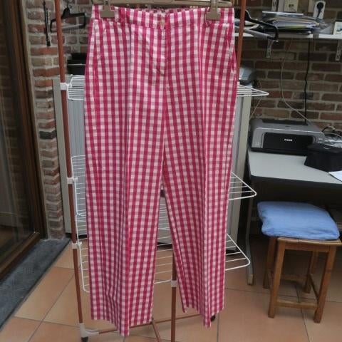 Broek nieuw vichy fushia écru 19.61 Milano mt 38 (it 42), Kleding | Dames, Maat 38/40 (M), Nieuw, Ophalen of Verzenden, Lang