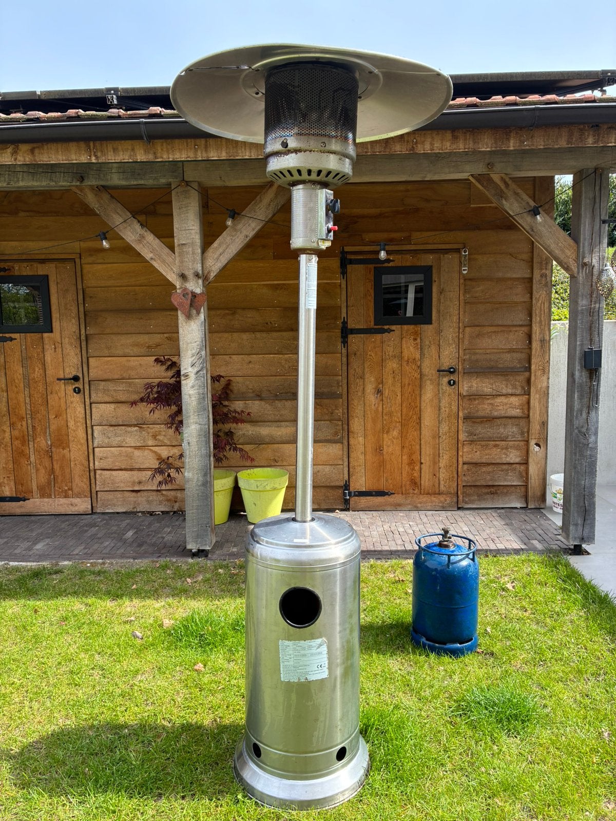 Radiateur de terrasse sur pied en acier inoxydable, Enlèvement, Utilisé, Gaz, Sol