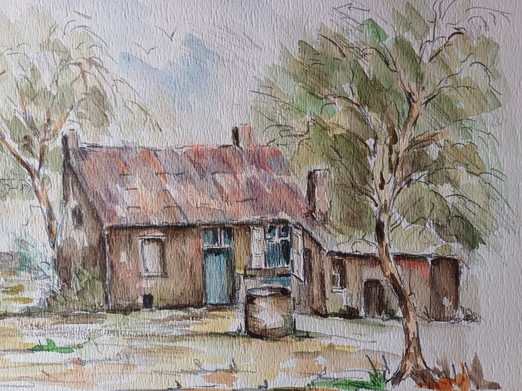 AQUARELLEN op papier M.VAN DEN BEMPT, Antiek en Kunst, Ophalen of Verzenden, Tekening, Aquarel, Handgemaakt
