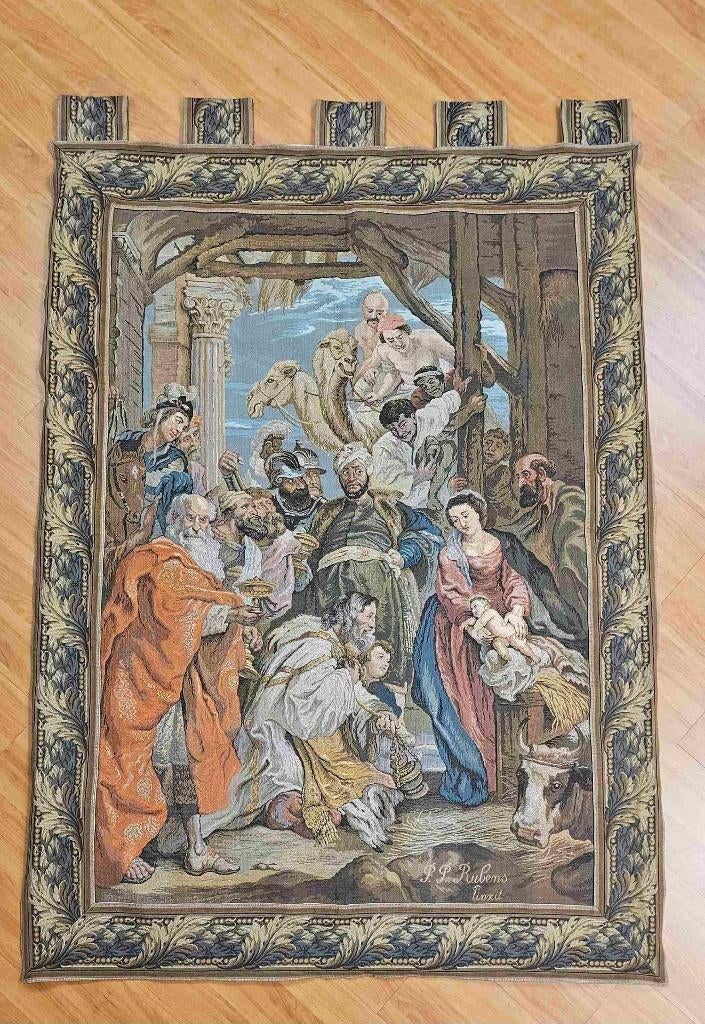 Tapisserie de l'Adoration des Mages 175/119 cm, Vintage, Enlèvement ou Envoi, Utilisé, Tableau