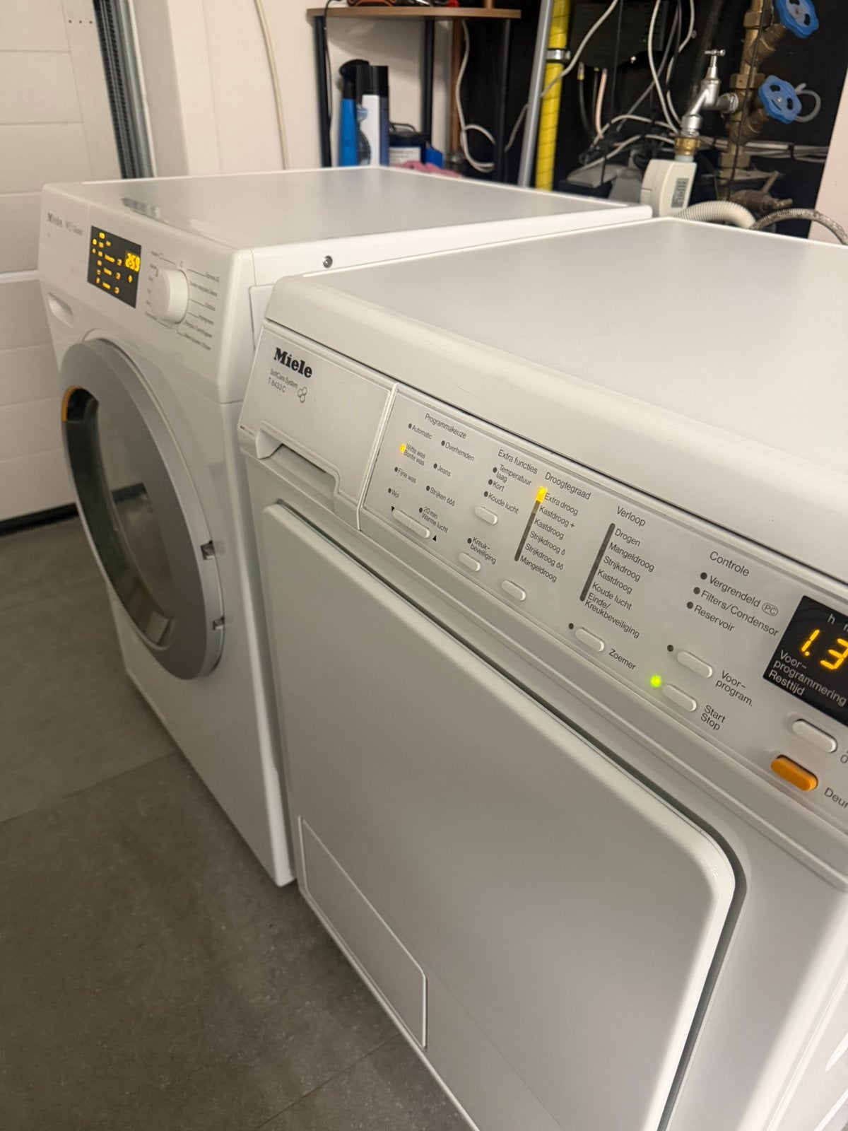 Een mooie miele set condens droger en een  wasmachine W1, Ophalen, Zo goed als nieuw, Condens