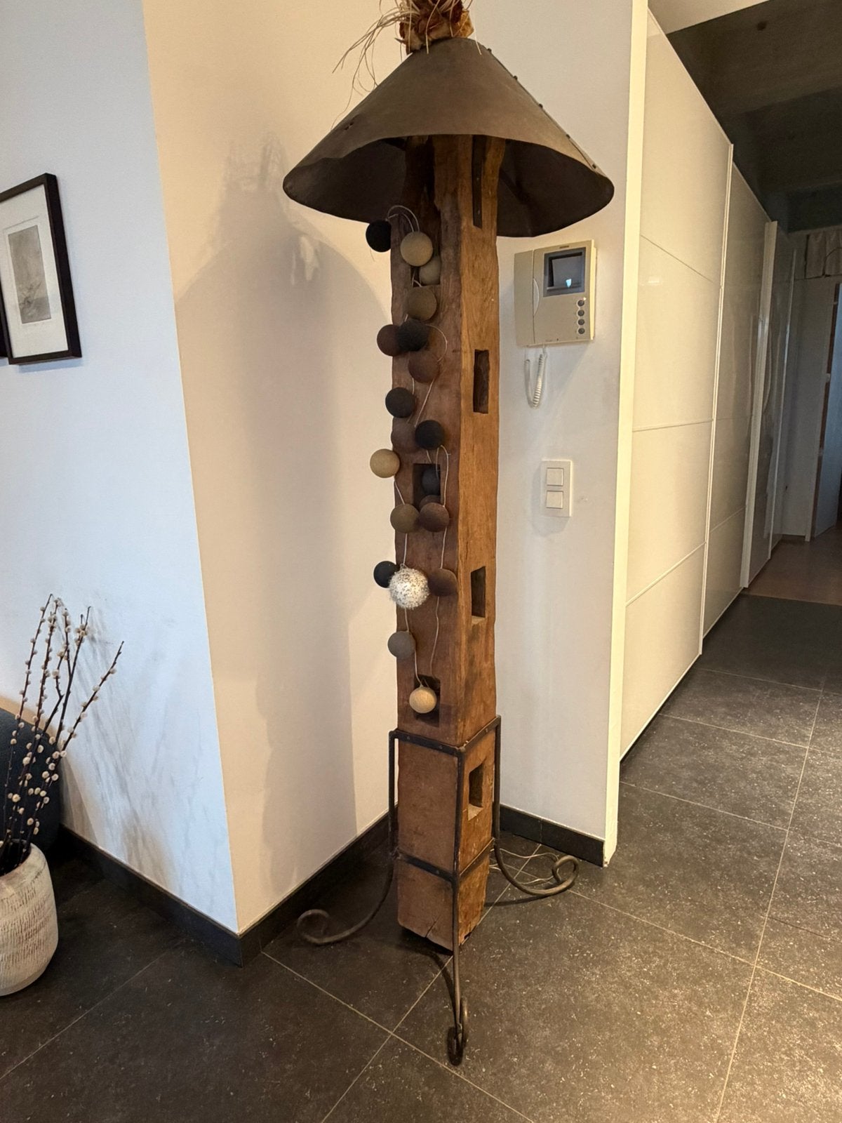 Massief eiken vloerlamp, Ophalen