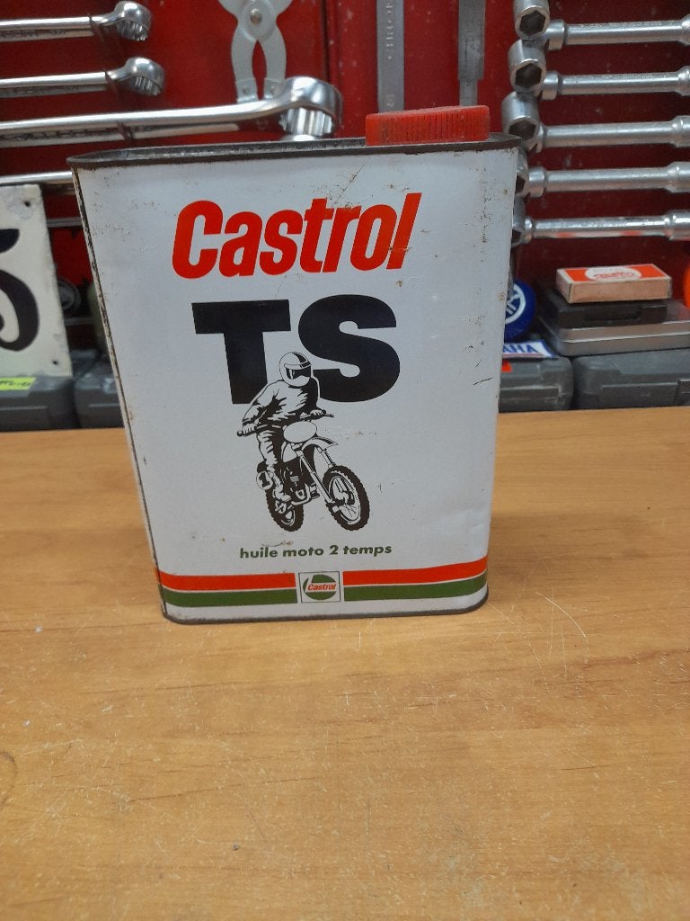 ancien bidon huile vide castrol ts moto 2 temps 2t, Envoi, Utilisé, Autres types