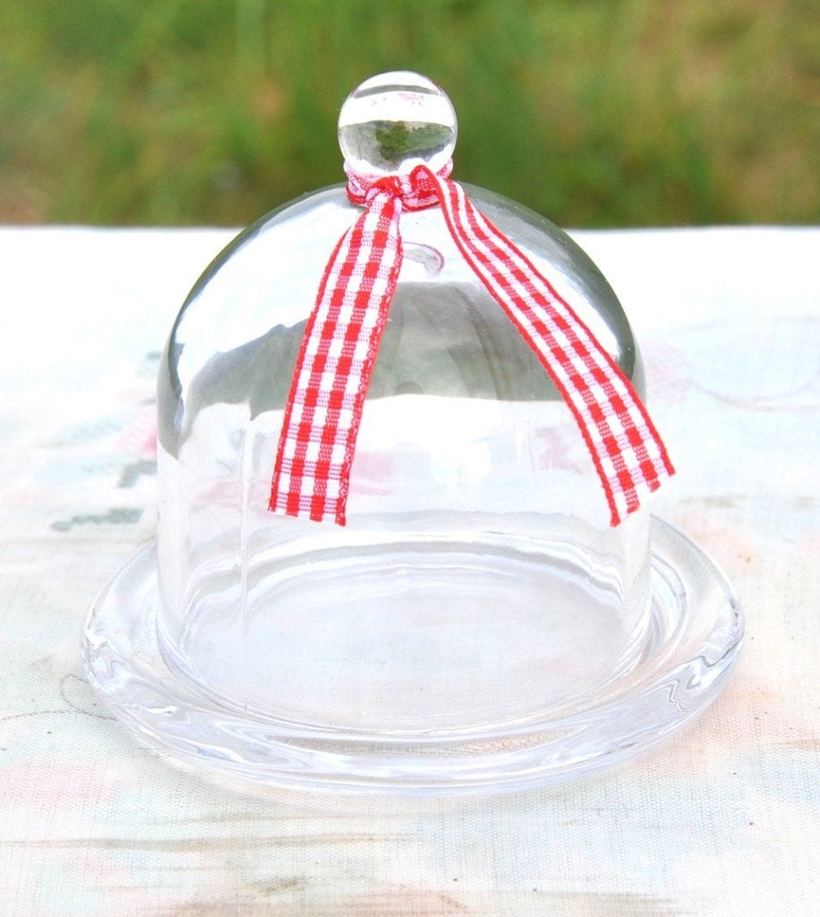 cloche a beurre individuelle en verre, Huis en Inrichting, Woonaccessoires | Stolpen, Glas, Ophalen of Verzenden, Zo goed als nieuw