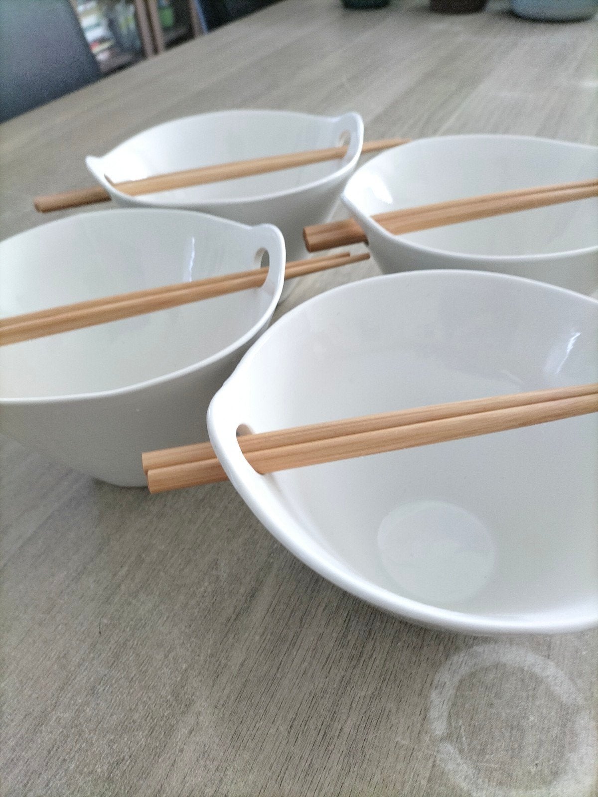 Set aziatische kommen 'Siaki' met houten eetstokjes, Ophalen of Verzenden, Kom(men)