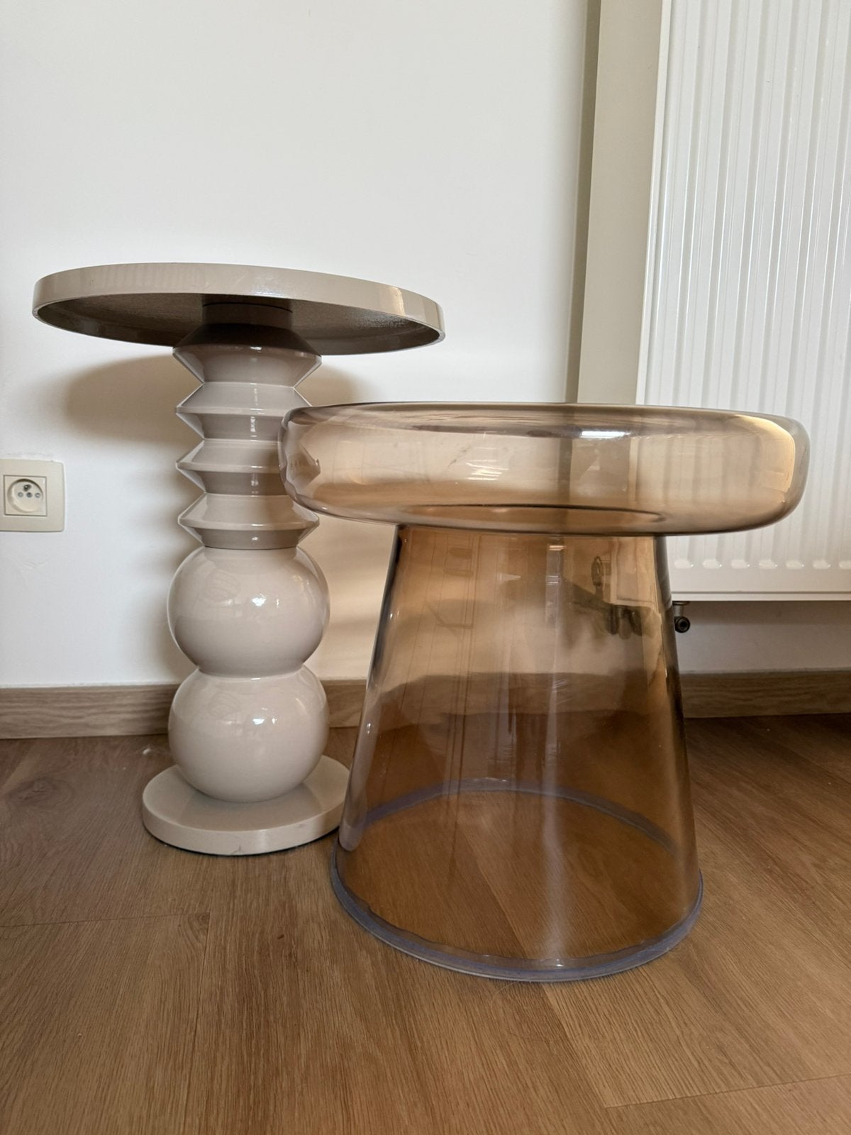 2 bijzettafels van Loods 5, Enlèvement, Comme neuf, Rond, Verre